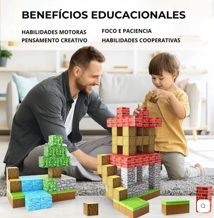 Bloques Magnéticos XL (75 pzs) Minecraft – Construcción divertida – Sorprende este Día del Niño