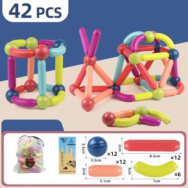 72 Piezas Barras Magnéticas XL – Estimula su creatividad – Regalo Perfecto Día del Niño