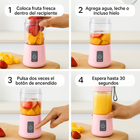 Mini Licuadora Portátil 2x1 – Batidos en Segundos – Listos para Disfrutar en Menos de 30s
