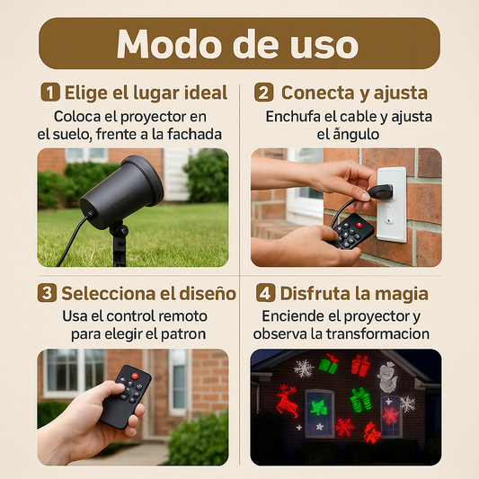 Proyector Navideño – Iluminación Instantánea – Decora tu casa en segundos sin gastar energía