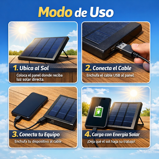 Panel Solar Compacto USB – Carga Sin Enchufes – Energía Segura en Minutos