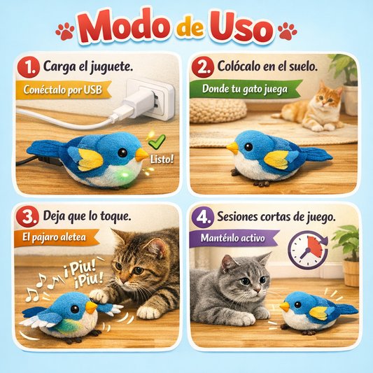 Juguete Pájaro Interactivo – Activa su Instinto – Mantén a tu gato activo y feliz todos los días