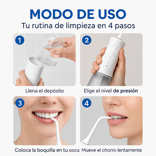 Irrigador Dental Portátil – Limpieza Profunda en Casa – Sonrisa Sana en Solo 10 Segundos