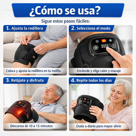 Rodillera Inalámbrica – Calor y Masaje – Ayuda a aliviar el dolor de rodilla en minutos desde casa