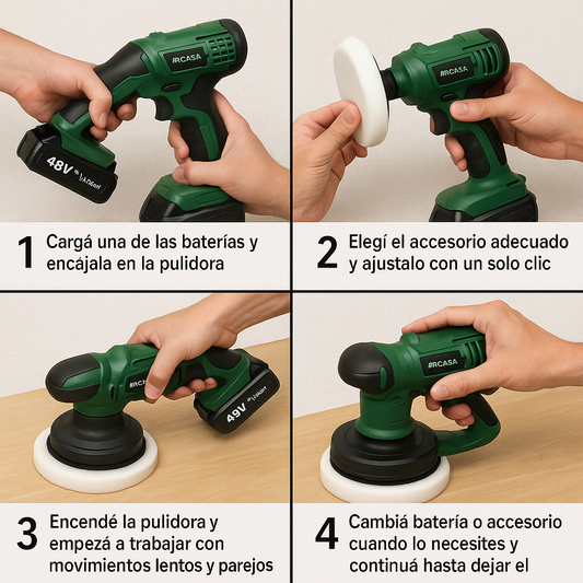 Pulidora Mcasa – Pulido Fuerte y Estable – Superficies Renovadas al Instante sin Herramientas Baratas