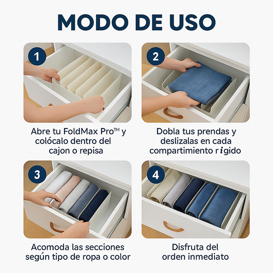 FoldMax Pro™ – Ordena y encuentra tu ropa fácil, sin esfuerzo y con estilo en menos de 1 minuto.