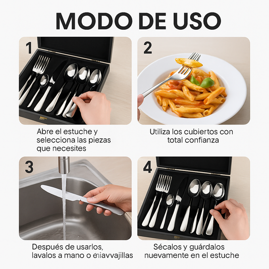 Set de Cubiertos 24 Piezas – Acero Antioxidante – Mesa impecable en segundos todos los días