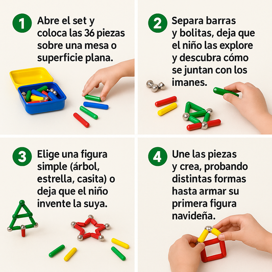 36 Piezas Barras Magnéticas – Diversión creativa para esta Navidad