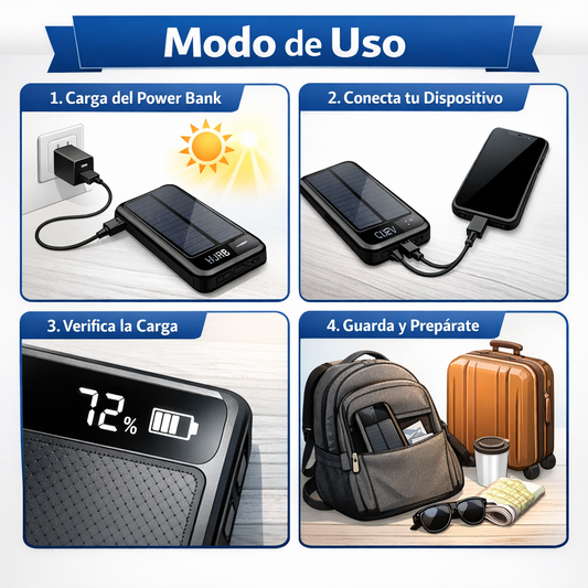 Batería Solar Portátil – Energía Móvil – Mantén tu celular cargado todo el día
