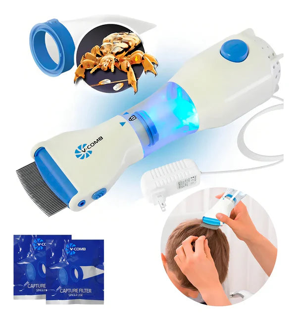 Peine Eléctrico Aspirador - Elimina Piojos y Huevos - Protección Visible en la Primera Semana