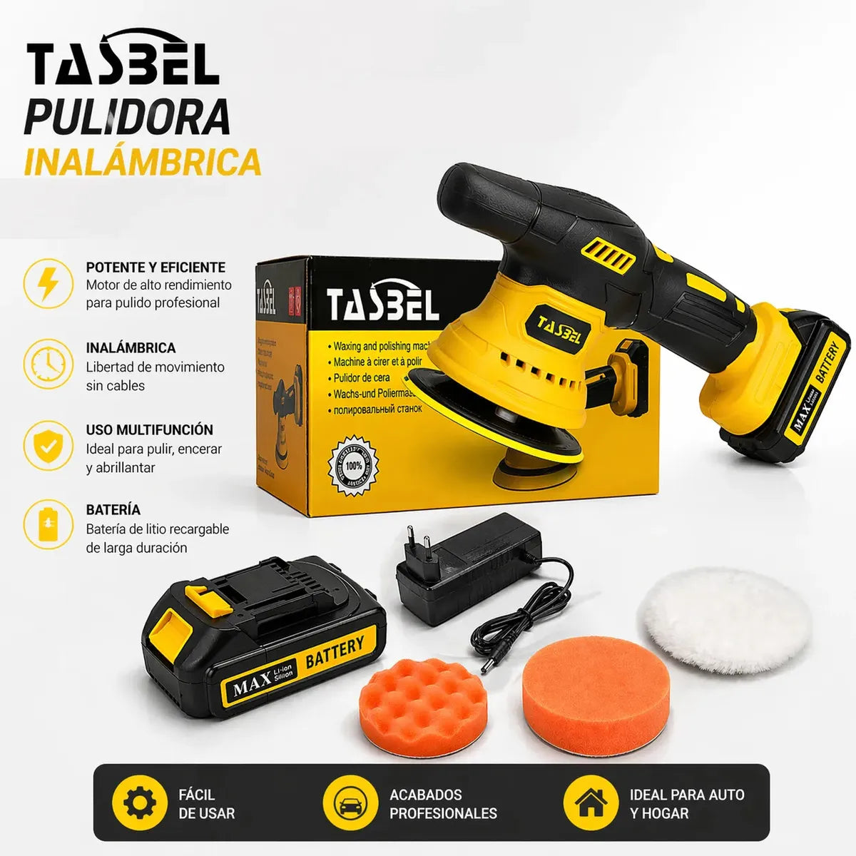 Pulidora Inalámbrica para Autos – Pule y Encera en Minutos – Brillo Profesional desde el Primer Uso
