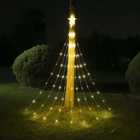 Estrella Cascada Solar – Iluminación Navideña Inteligente – Magia y Ahorro en tu Hogar Todo Diciembre