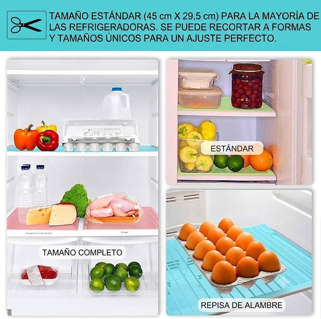 FreshMat Pack x4 - Refrigerador Limpio, Protegido y Sin Derrames