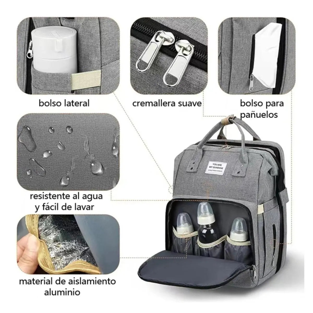 Mochila Pañalera 3 en 1 – Cuna y Cambiador Portátil – Todo para el Bebé en un Solo Lugar