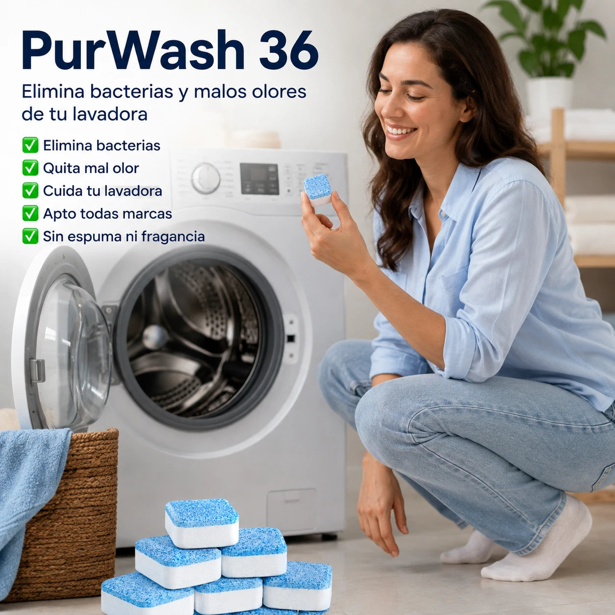 PurWash -36 Pastillas antibacteriales para tu lavadora