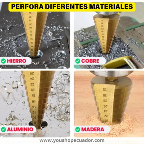 Set Brocas Escalonadas de Titanio – Perforación Múltiple – Agujeros precisos en minutos