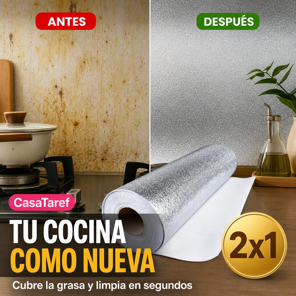 Papel Adhesivo de Aluminio 2x1 – Cocina Siempre Impecable