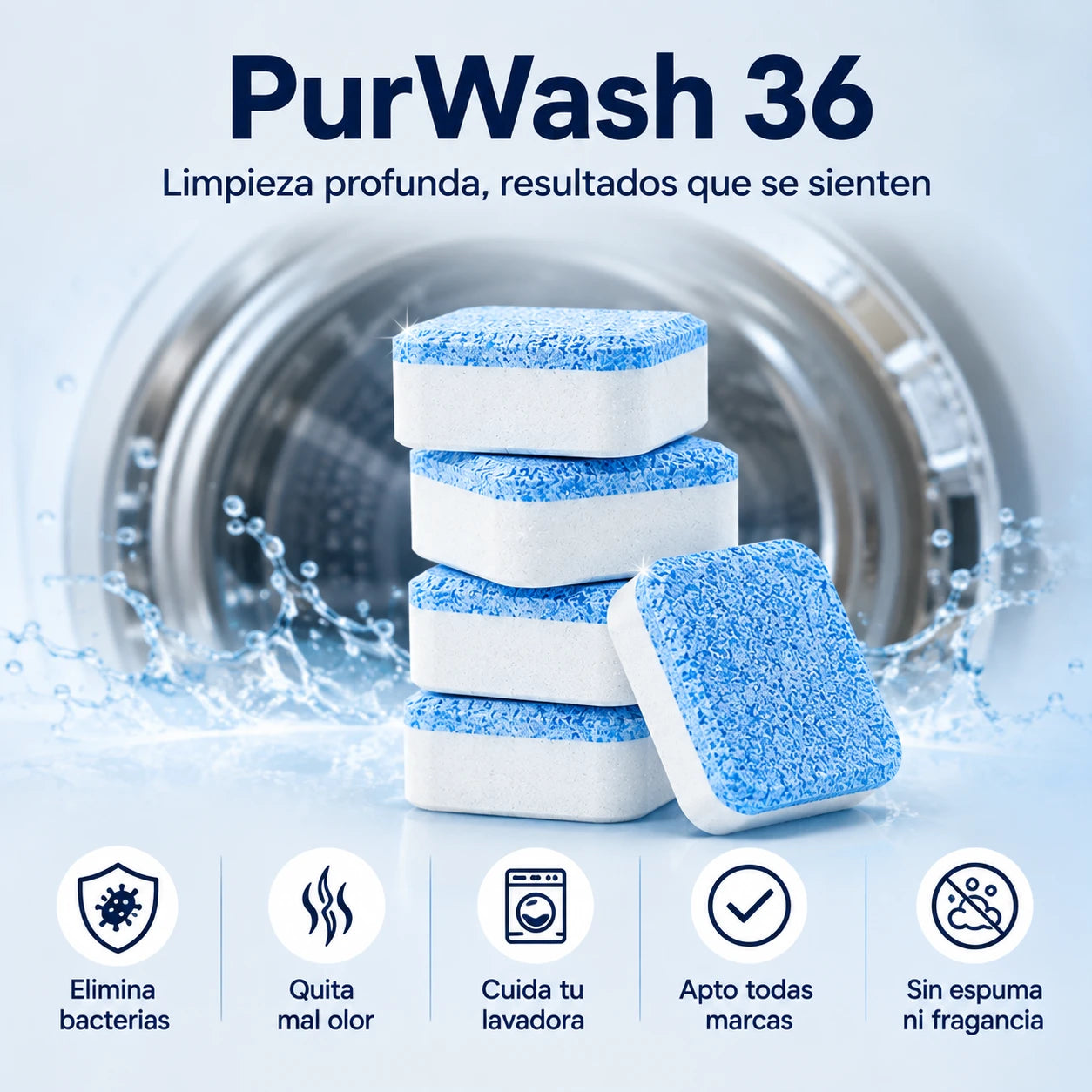 PurWash -36 Pastillas antibacteriales para tu lavadora