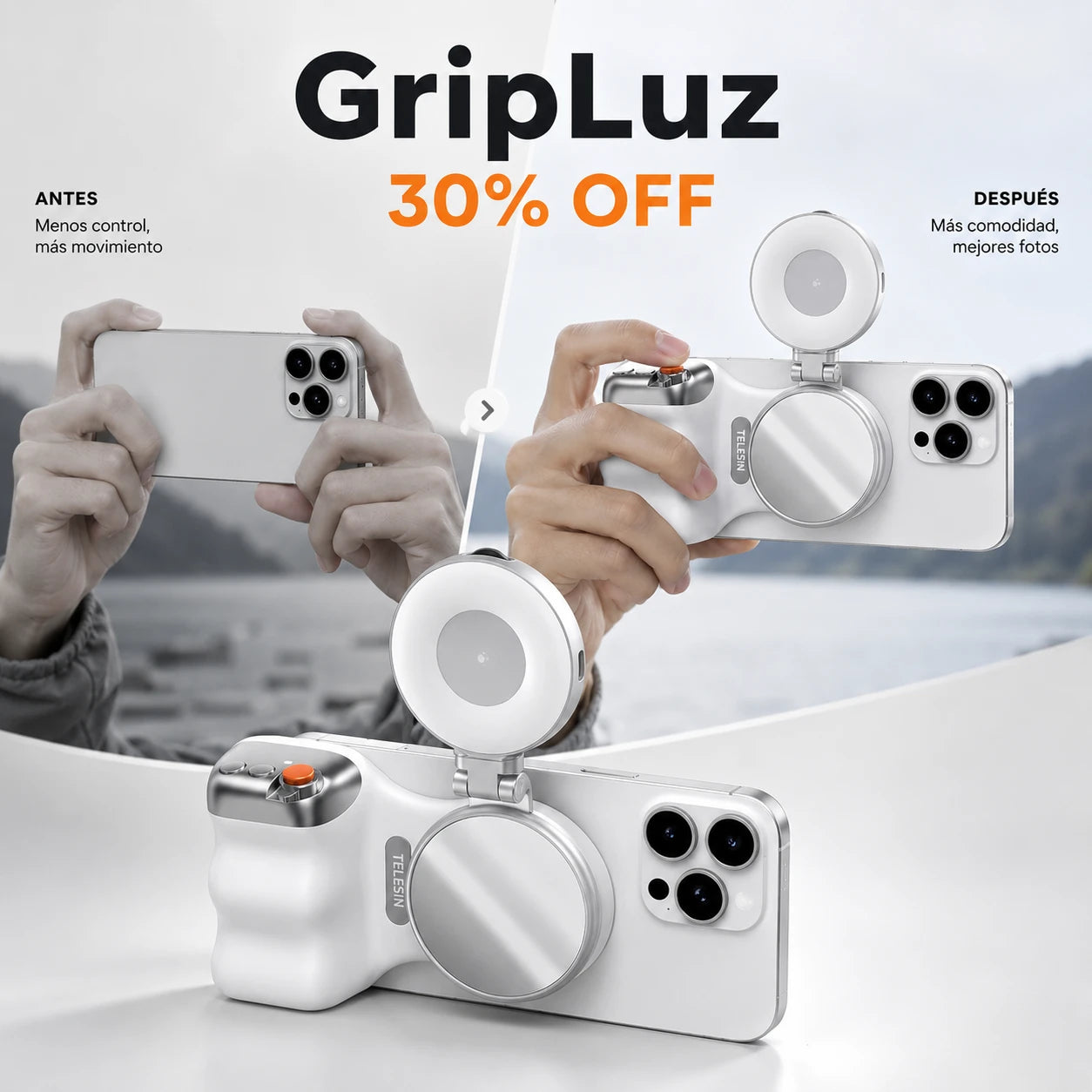 GripLuz Pro - Luz Profesional y Fotos Nítidas