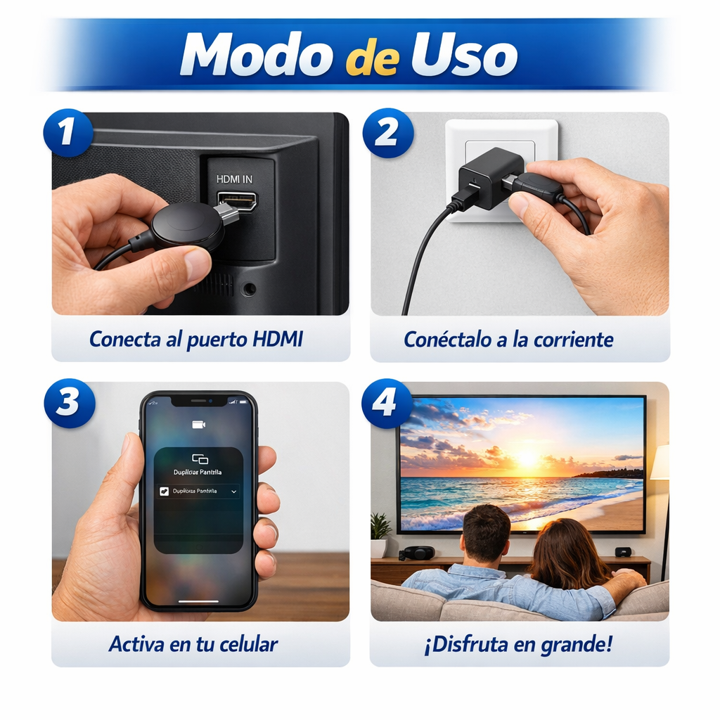 Adaptador HDMI Inalámbrico – Proyección Instantánea – Pantalla Inteligente en Segundos