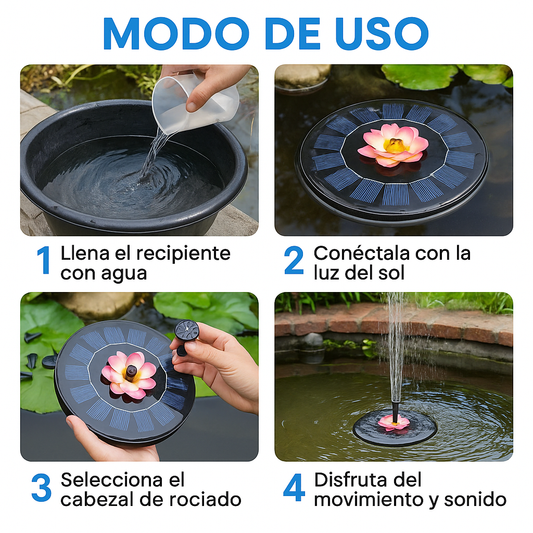 Fuente Solar Redonda – Embellece tu espacio exterior y crea un ambiente de paz en un día