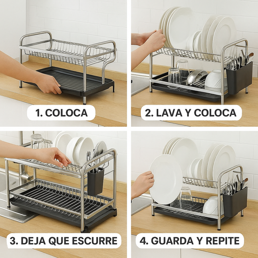 Escurridor de Cocina – Seca y Ordena la Loza – Cocina Limpia y Sin Olores en Minutos