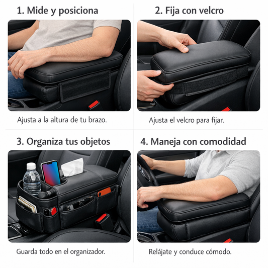 Reposabrazo para Auto – Alivia el Codo al Manejar – Con Organización Incluida en un Solo Accesorio
