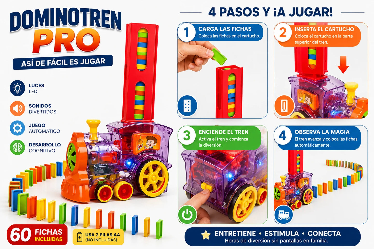 DominoTren Pro - El Juguete que Entretiene y Educa Solo