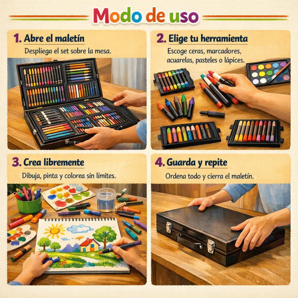 Maletín de Arte 180 Piezas – El Kit Completo que Todo Niño Amará