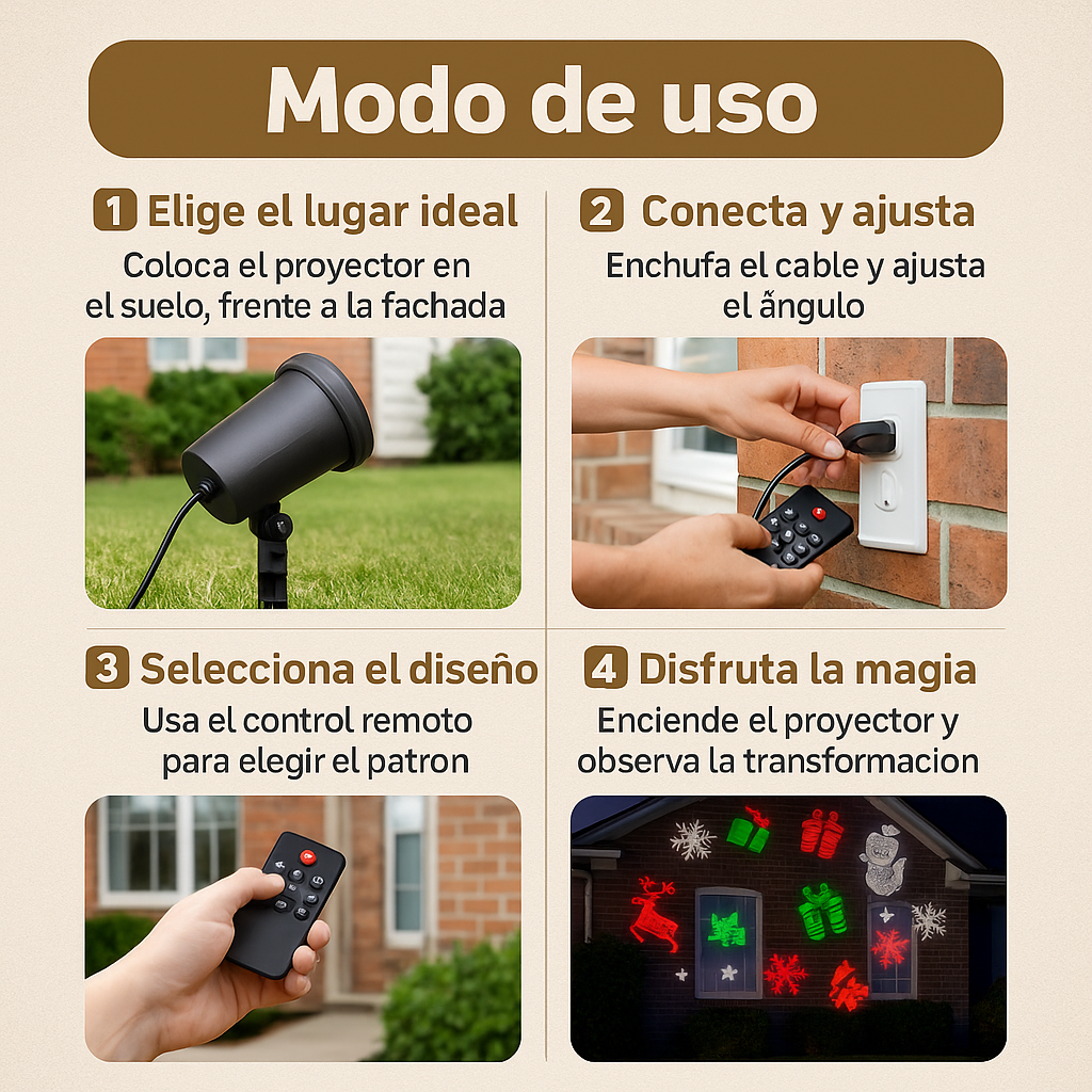 Proyector Navideño – Iluminación Instantánea – Decora tu casa en segundos sin gastar energía