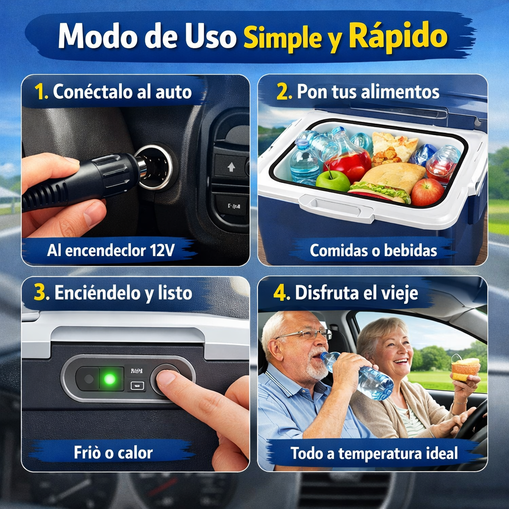 Refrigerador Portátil Auto – Mantiene Frío o Calor – Comidas y Bebidas a la Temperatura Ideal Todo el Viaje