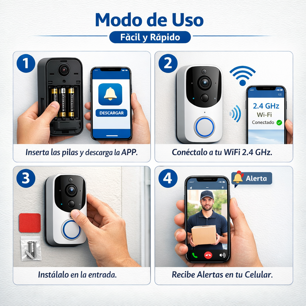 Timbre Cámara WiFi - Vigilancia en Tiempo Real - Controla tu Puerta al Instante