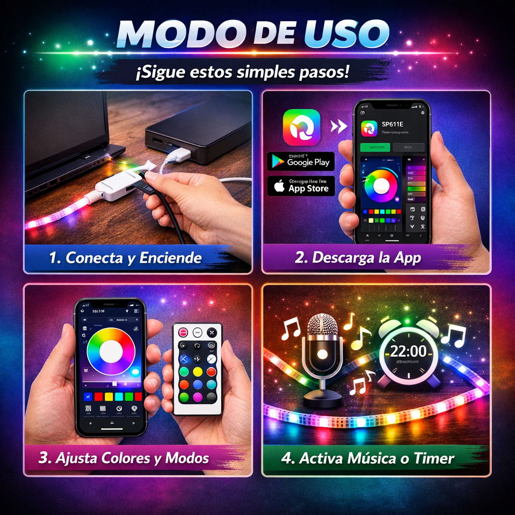 Tira LED RGB Inteligente - Ilumina y Personaliza - Transforma tu hogar en minutos