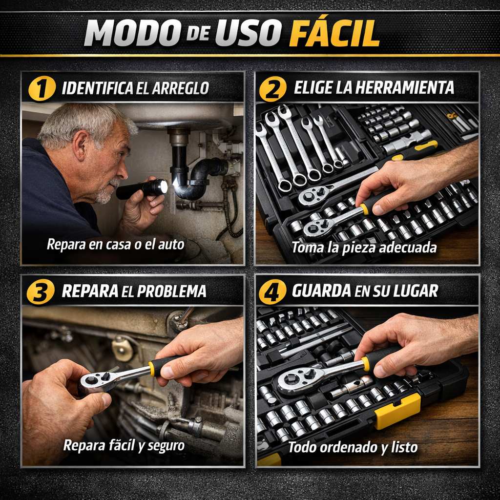 Caja de Herramientas Completa – Reparaciones del Hogar – Soluciona Arreglos Comunes en Minutos