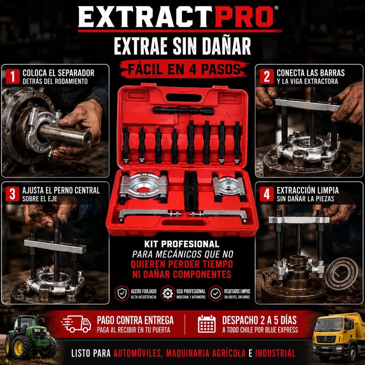 ExtractPro — Extrae Cualquier Rodamiento Sin Dañar el Motor