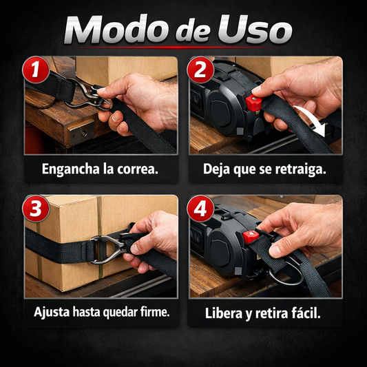 Correa Automática Retráctil – Ajuste Rápido – Sujeta tu carga firme y segura en segundos