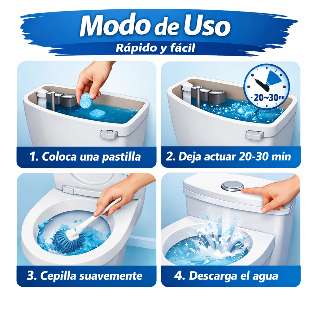 Pastillas Efervescentes para Inodoro – Limpieza Profunda – Baño limpio y sin olores por semanas