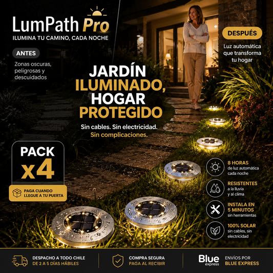 LumPath Pro 4x1 - Ilumina tu jardín sin cables ni electricidad