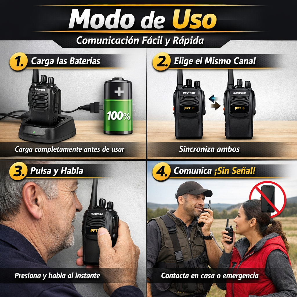Walkie Talkie – Comunicación Inmediata – Seguridad y Contacto Sin Señal en Segundos