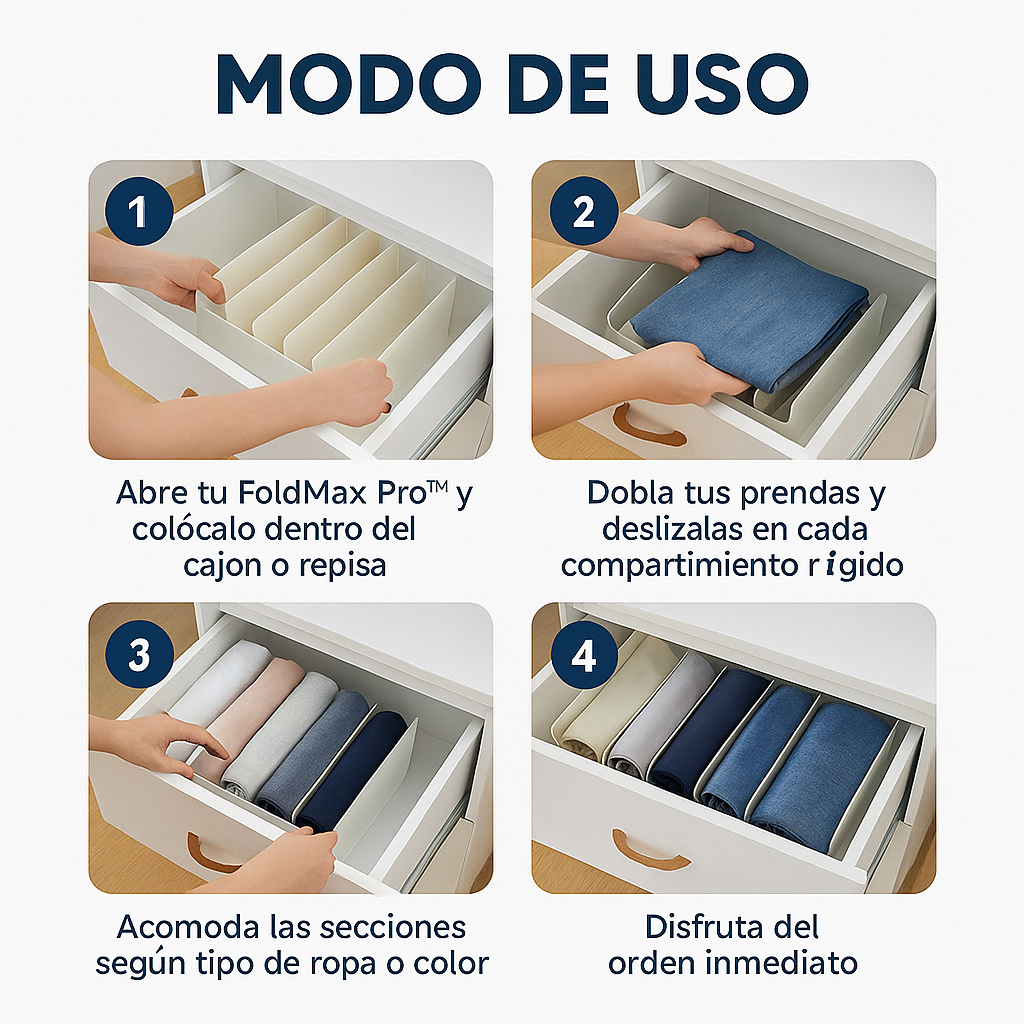FoldMax Pro™ – Ordena y encuentra tu ropa fácil, sin esfuerzo y con estilo en menos de 1 minuto.