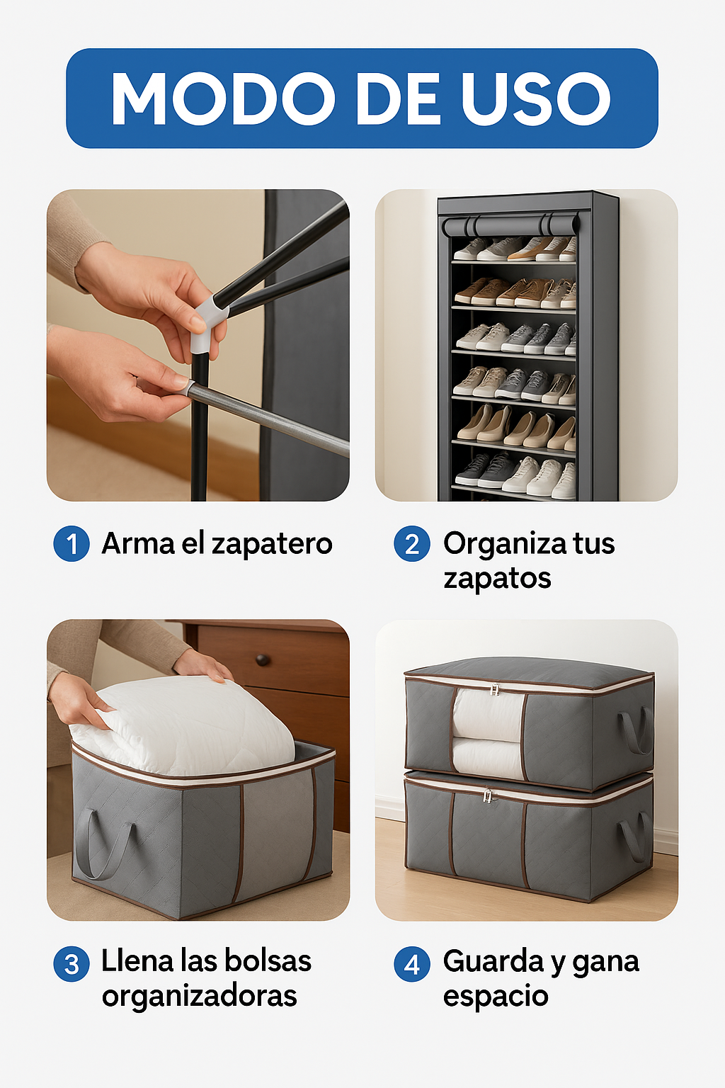 🏠 PACK ORGANIZACIÓN TOTAL – Zapatero + Bolsa Organizadora de Ropa