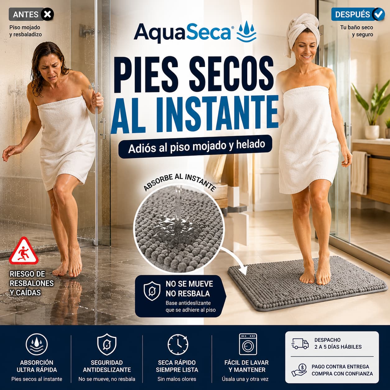 AquaSeca - Tus pies secos al instante al salir de la ducha
