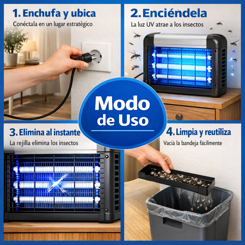 Lámpara Eléctrica Atrapa Insectos – Eliminación UV – Hogar libre de mosquitos todo el año
