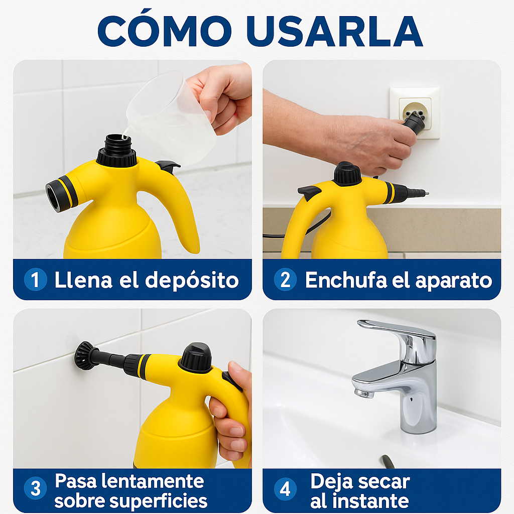 Mopa a Vapor Portátil – Limpieza Profunda sin Químicos – Pisos Relucientes en Minutos