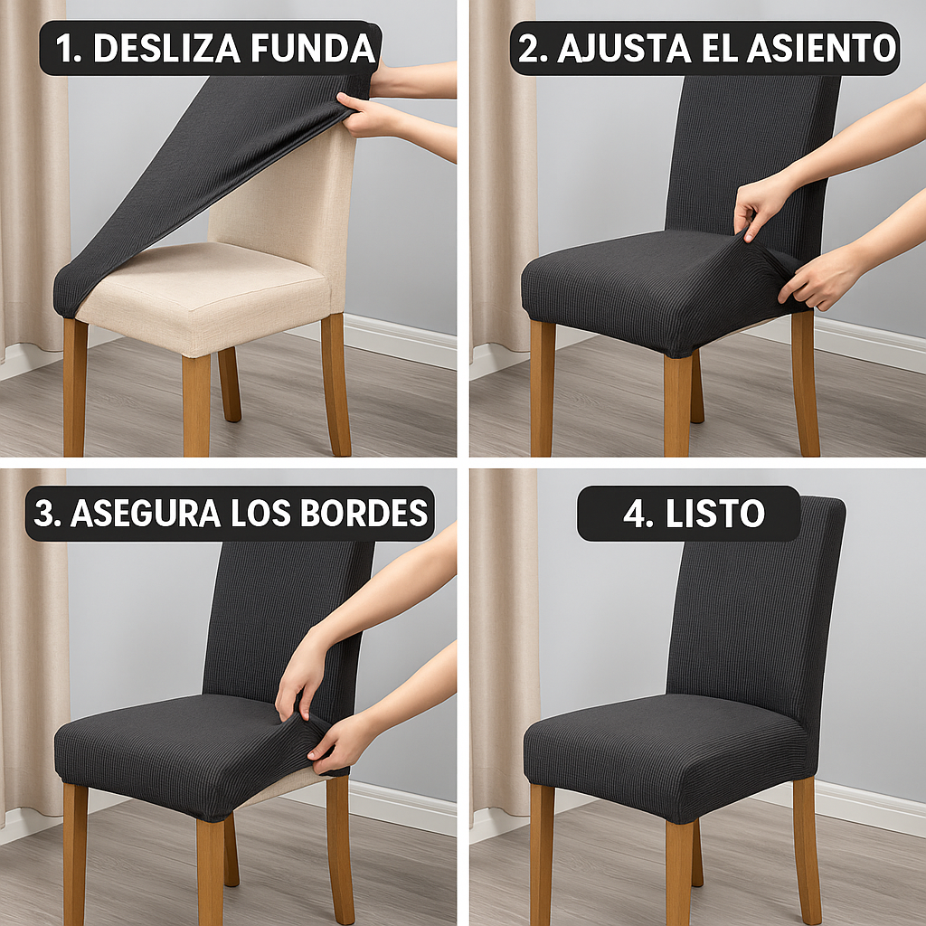 Fundas para Silla – Ajuste Perfecto – Renueva tu comedor en minutos sin gastar de más
