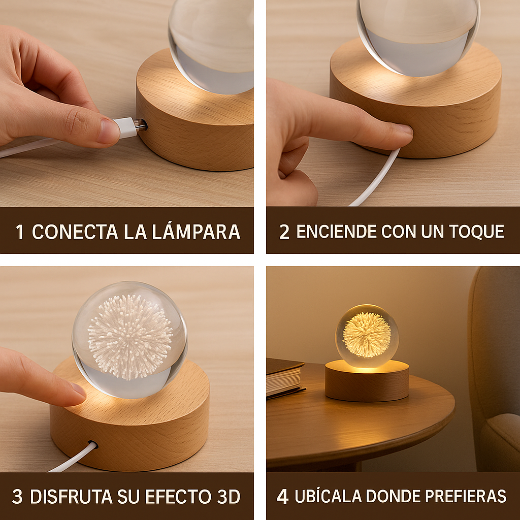 Lámpara Esfera de Cristal – Ilumina tu Espacio – Crea un Ambiente Elegante y Acogedor al Instante