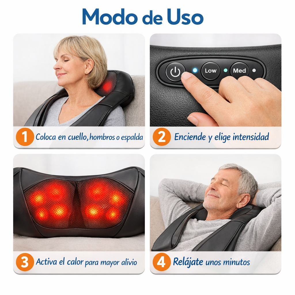 Masajeador Eléctrico de Cuello y Hombros – Alivia Dolor Muscular – Relajación Profunda en Minutos