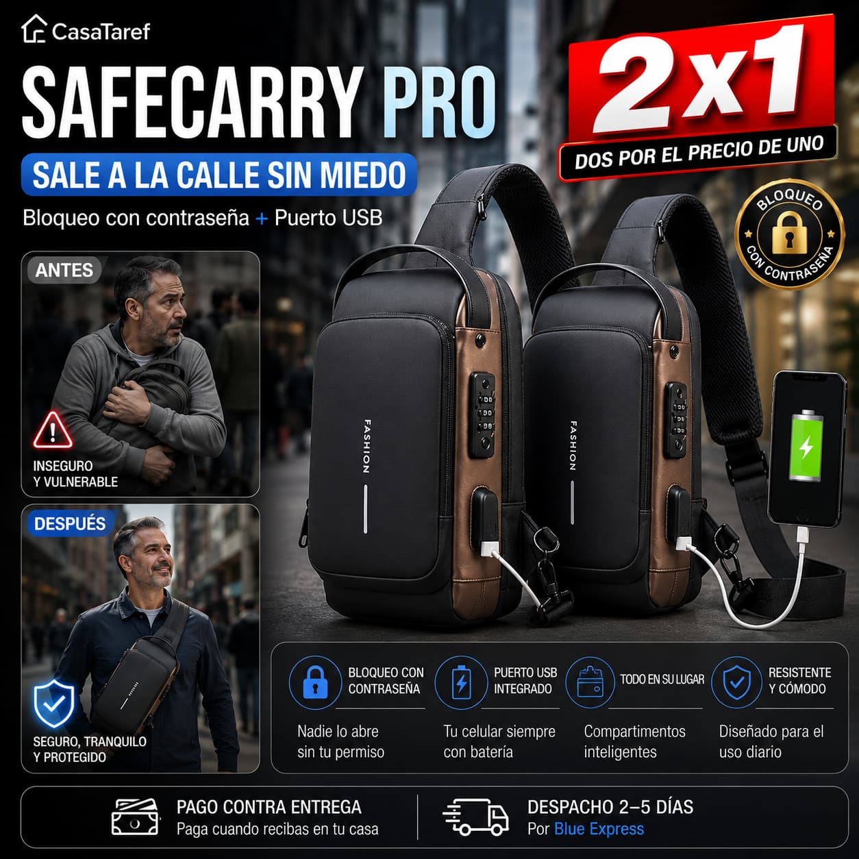SafeCarry Pro 2x1 — Sal a la Calle Sin Miedo a que Te Roben