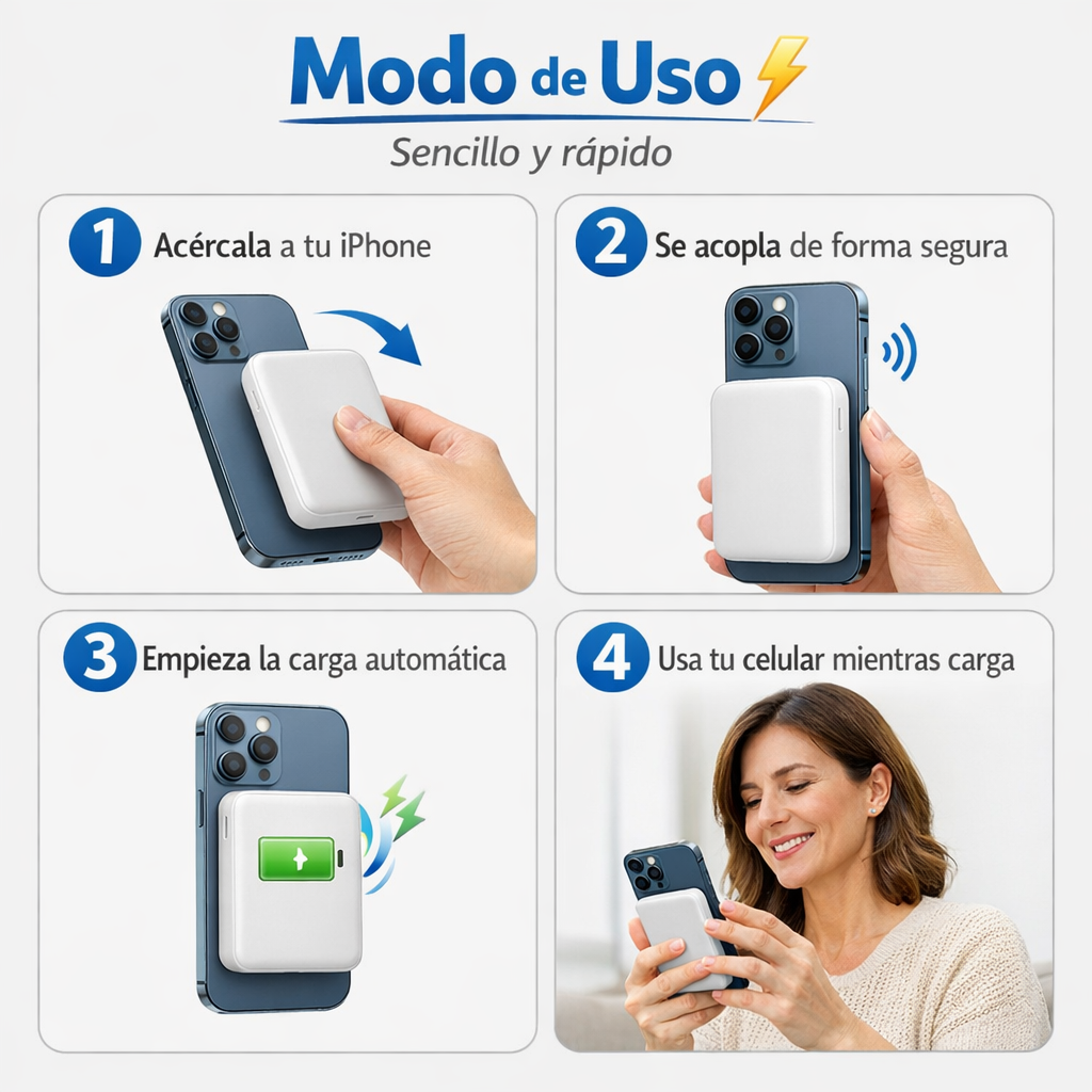 Batería Portátil Magnética Inalámbrica Iphone – Carga Segura sin Cables – Energía Confiable Todo el Día