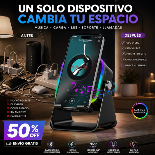 SoundBase 5en1 — Tu Música, Tu Carga y Tu Luz en Un Solo Lugar